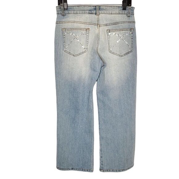 Vintage Cache Rhinestone Bling Denim Capris Sz 6 - Picture 3 of 4